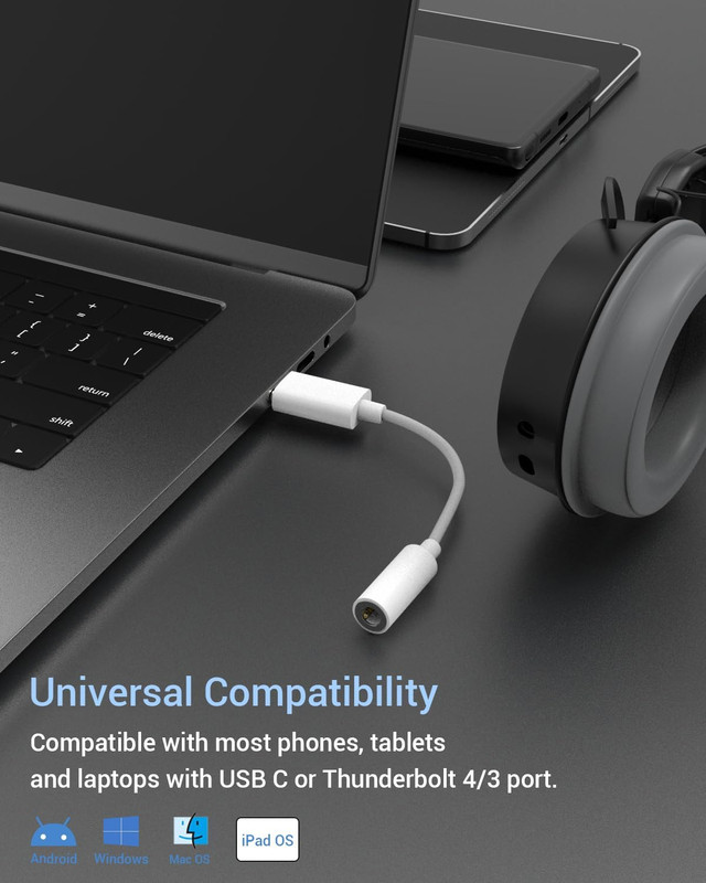 Cubilux USB C Headphone Adapter, Type C to 3.5Mm Audio Dongle Compatible with Ip gallery