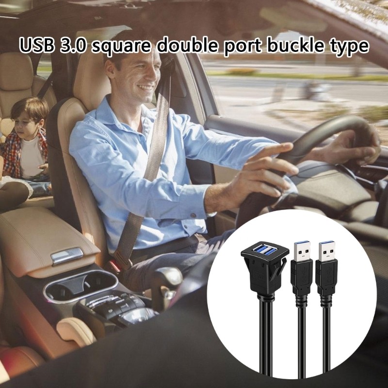 Marine Grade Snap Lock USB3.0 Double Port Extension Cable For Motorcycle Boats gallery