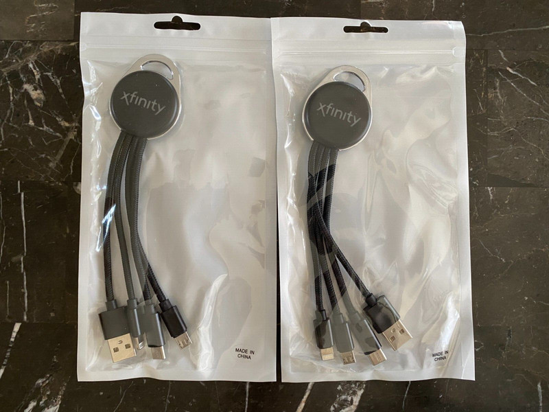 Xfinity Set of 2 Portable Cable Converter USB-A USB mini A USB-C Apple Lightning