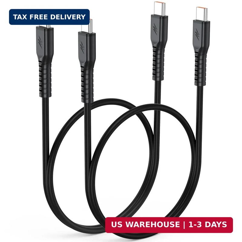 USB C to USB C Cable 2ft 2 Pack, Short 60W Fast Charging & 480Mbps Data Transfer