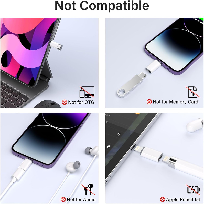 USB C Type C to Lightning Adapter Mfi Certified 4 Pack 27W Fast Charging Supp... gallery