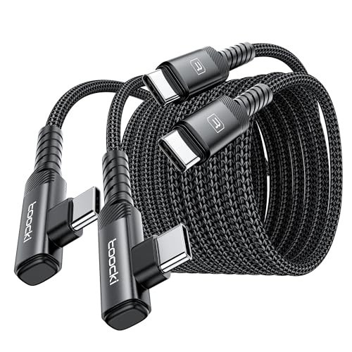 10ft USB C to USB C Charger Cable 60W - Right Angle Fast Charging Cord, 2-Pack f gallery