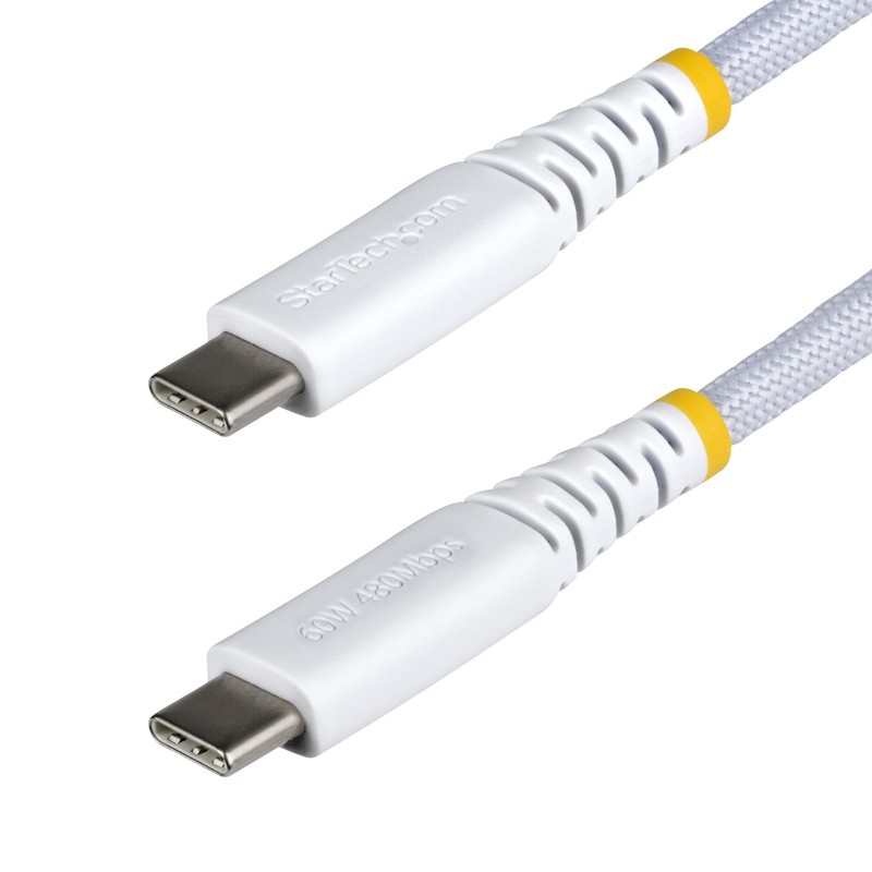 StarTech.com 1ft (30cm) White USB-C Charging Cable, 60W (3A) PD, 1 ft,