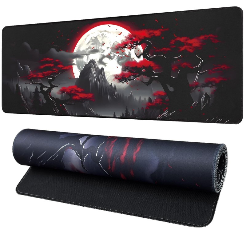 Large Gaming Mouse Pad, Anime Black Mousepad with with Non-Slip Base, Expande…
