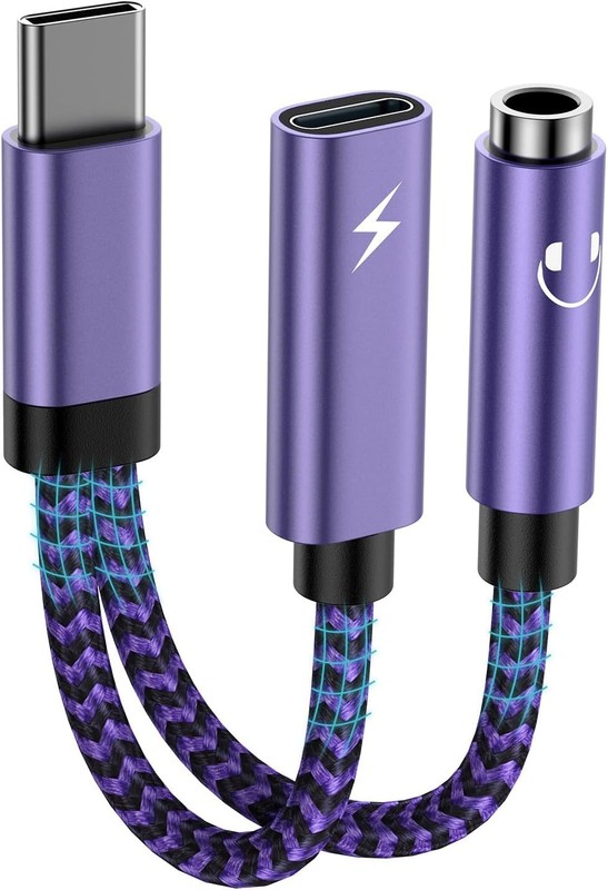 USB C to 3.5mm Headphone and Charger Adapter, 2 in 1 USB C to Aux Audio Jack Ada
