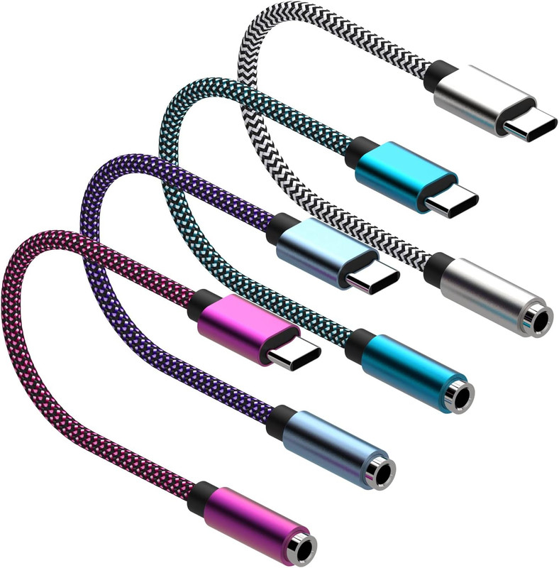Adaptador de auriculares de audio USB C a 3.5 mm y dongle de carga rápida