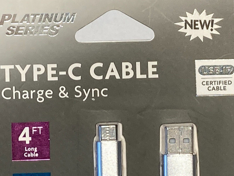 Platinum Series Type-C Cable Charge &Sync 4FT Long Braided Cable Silver USB-IF gallery