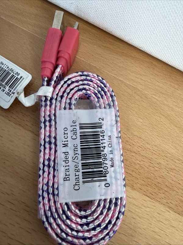 7-Eleven Braided Micro USB Charge & Sync Cable - Pink, Purple & White - 3.2ft gallery