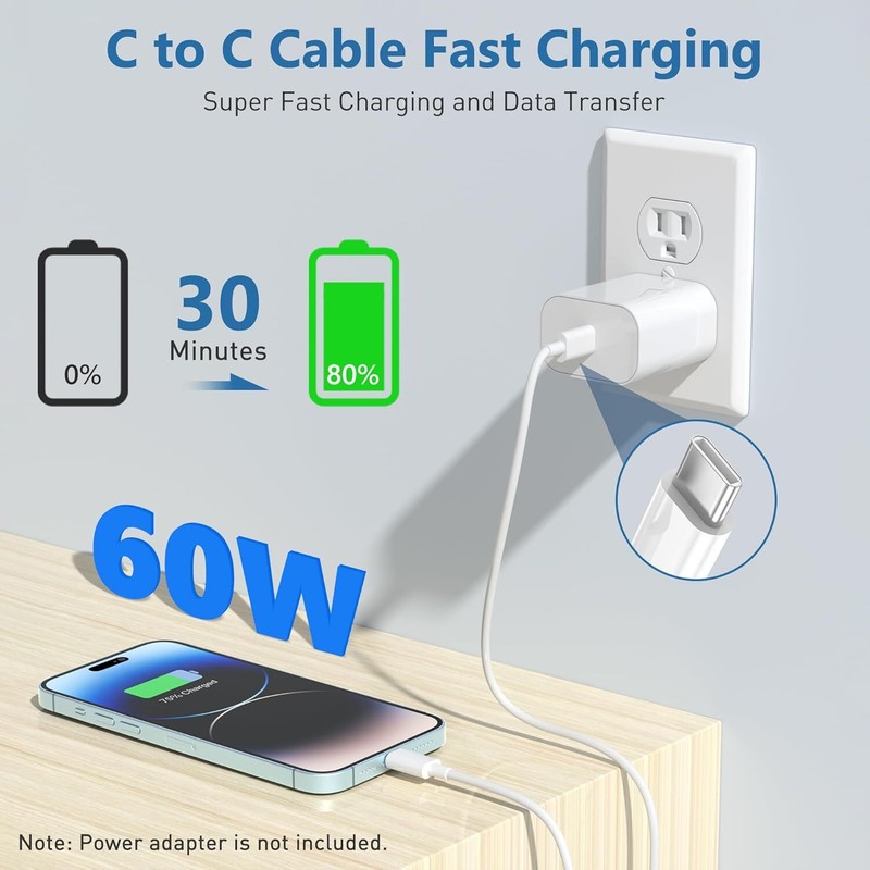 PD 60W USB-C Cable 20V 3A Type-C Fast Charging Cable for iPhone 15 16 17/Samsung gallery