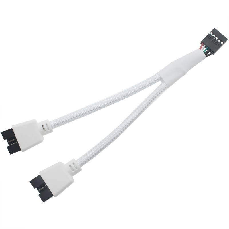 White USB 2.0 To Dual 9 Pin Extension Cable Internal Computer Motherboard
