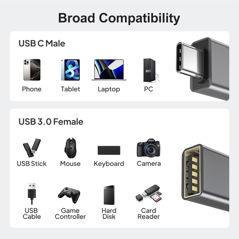 USB-C 3.0 Male to USB A Female Adapter Converter OTG Type C Android Phone lot gallery