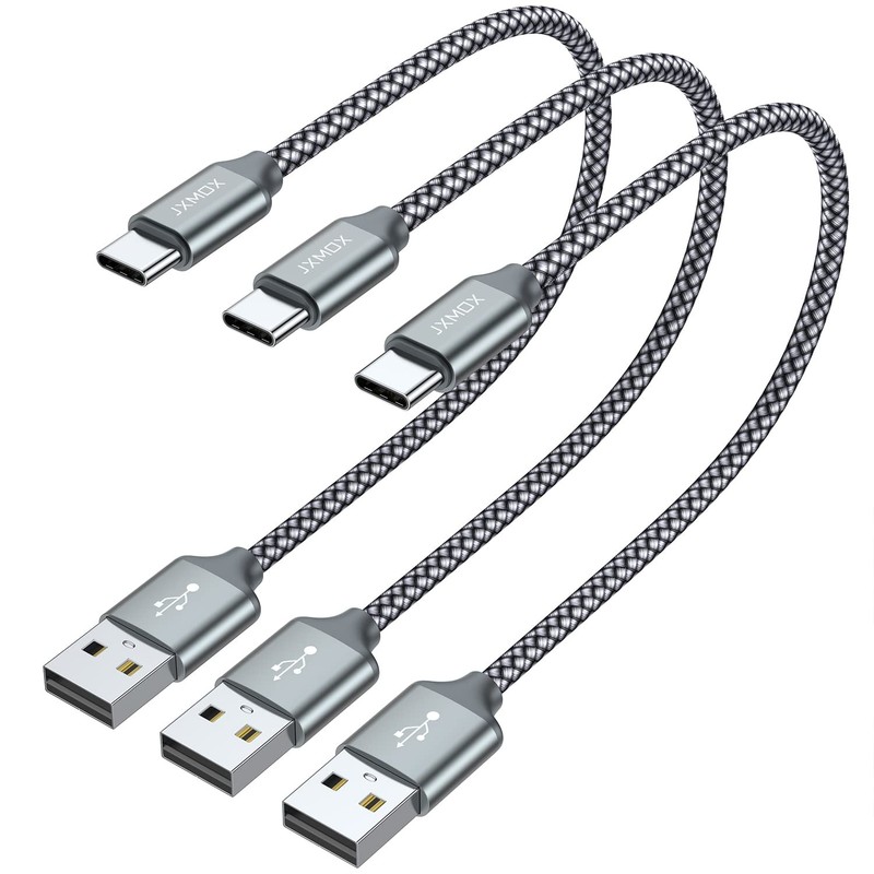 Short USB C Cable (1ft 3-Pack), USB A to Type-C Charger Cord 3.1A Fast Chargi…