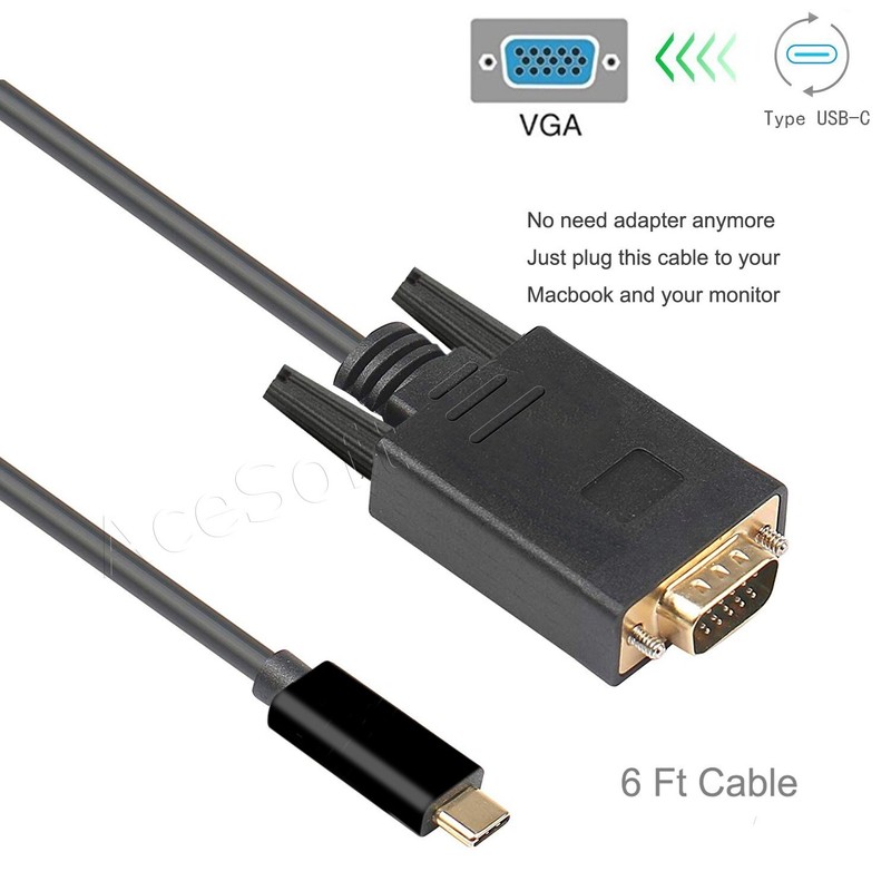 NEW 6ft High Reliable Type C to VGA Male Cable for Samsung Galaxy S21+ SM-G996U1