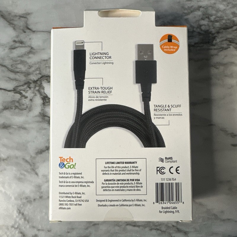 Tech & Go 9ft USB Braided Charge Cable for iPhone iPad iPod - NEW-Black & Yellow gallery