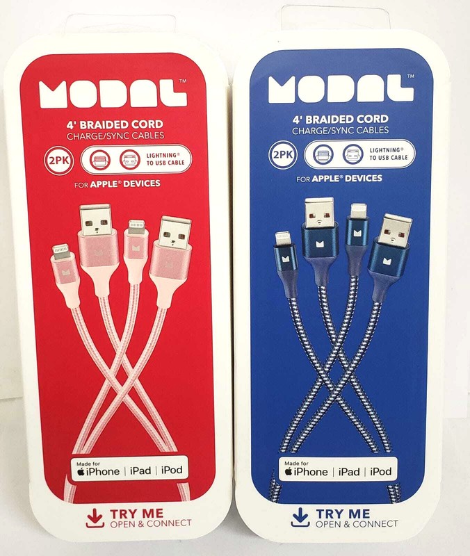 Modal – 4FT Lightning to USB Charge & Sync Cable (2 Pack) – CHOOSE PINK OR BLUE