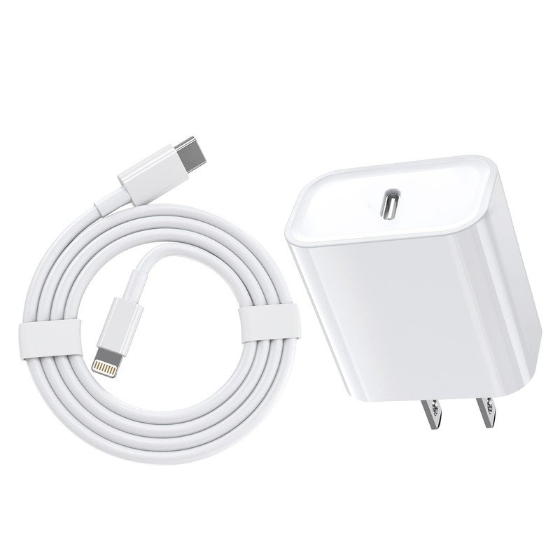iPhone Fast Charger Apple MFi Certified 20W USB Type C to L 3ft Cable White