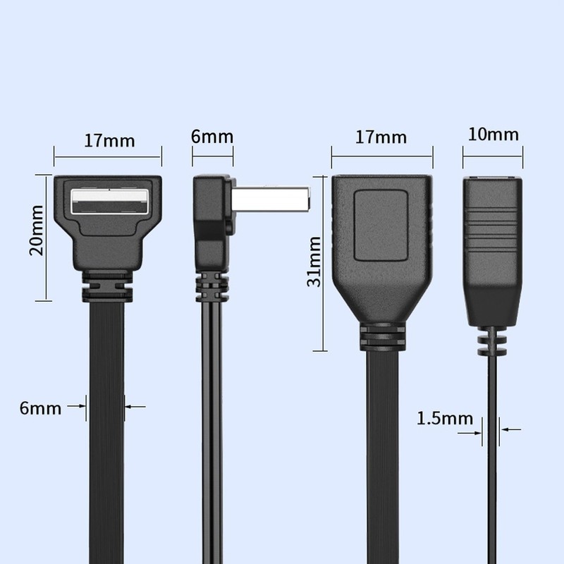 USB Splitter Cable 1 In 2 Out 90 Degree 2.0 A Male Dual Female Hub 10cm gallery