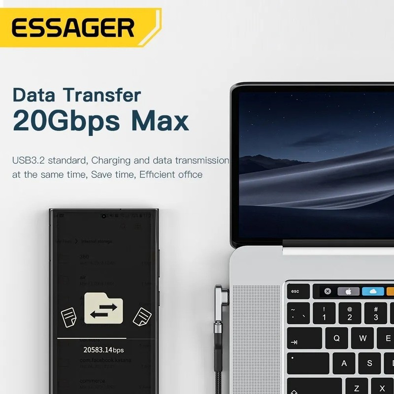Essager 100W Magnetic USB C OTG Adapter 20Gbps 4K 60Hz Type C Connector Hub gallery