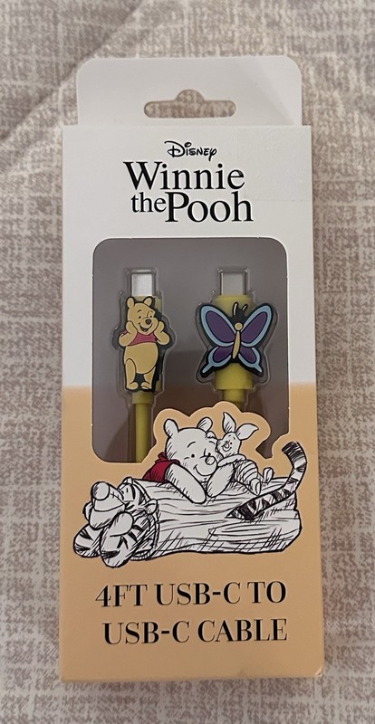 USB C To USB C Fast Charging Cable Winnie The Pooh & Butterfly Disney New