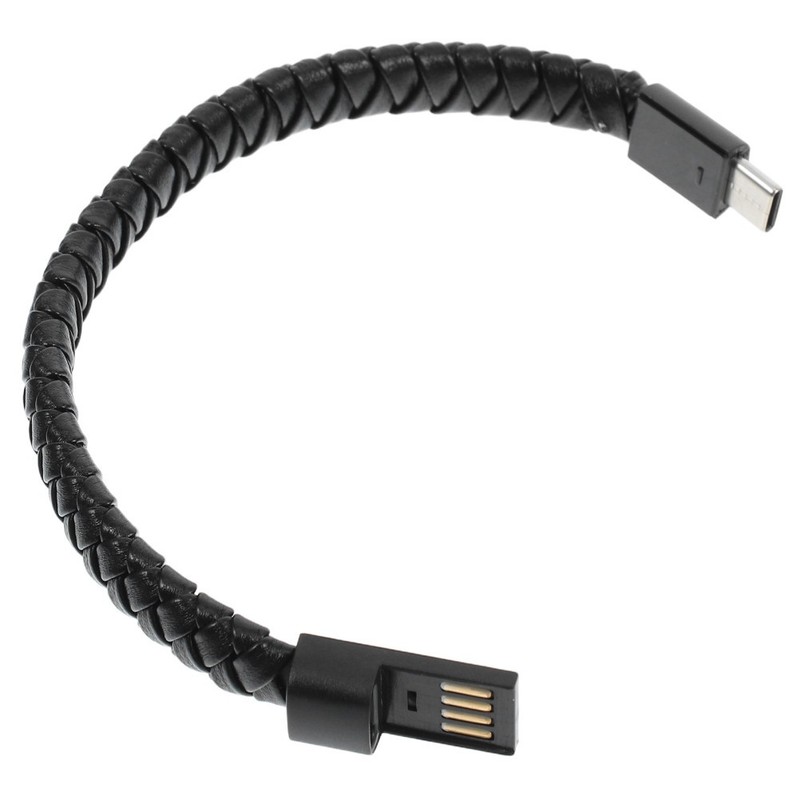 USB C Charging Cable with Braided Wrist Strap Stylish and Portable Black