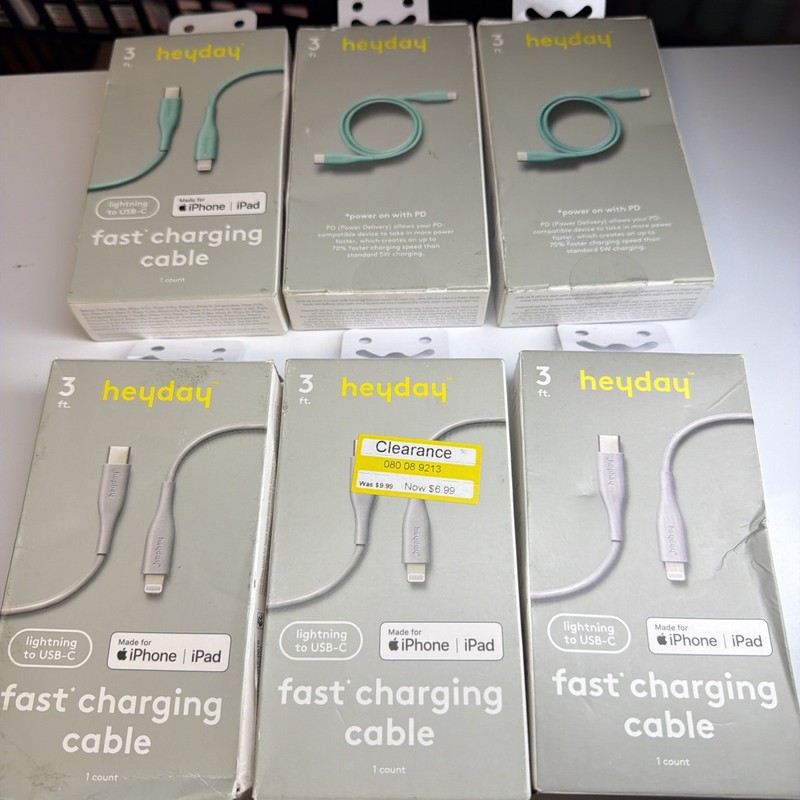 6 xHeyday 3' Lightning to USB-C Cables Teal MFi Certified iPhone iPad gallery