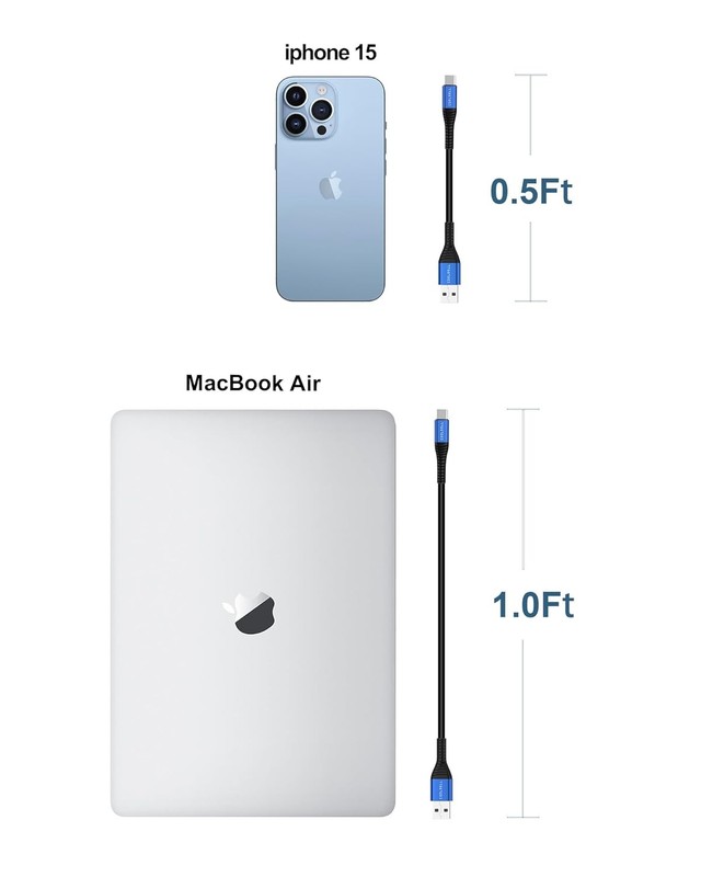 Short USB A to USB C Cable 6 inch, Soft Silicone 60W Fast Charging Cord Type-C C gallery