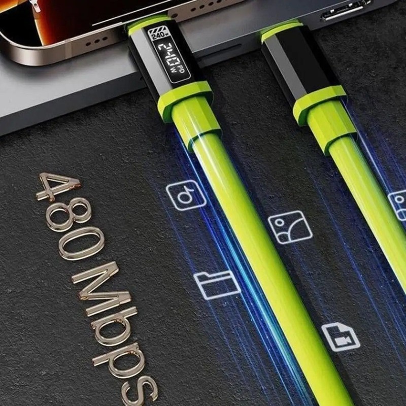 Ultra-Fast 240W Type-C Charging Cable, 2M, Soft Non-stick Silicone Material gallery