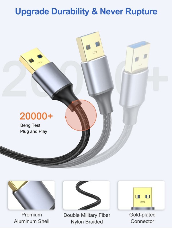 USB A To USB A Cable Male To Male 3.0 Short 6 Inch Double Sided Cord Set 2 PCS gallery