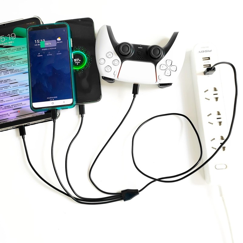 Black USB C Splitter Cable 4 In 1 Multi Charging 2.0 A Male To C 3.28 Ft Cord gallery