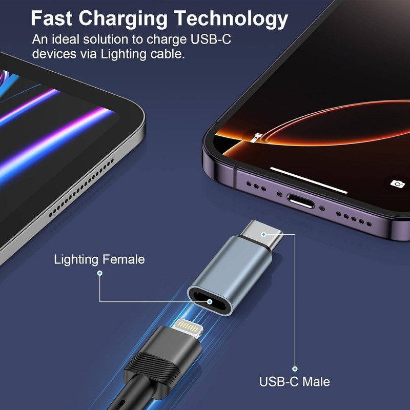 3 Pack Lightening Female to USB C Male Adapter Compatible for iPhone 17e/17/17 A gallery