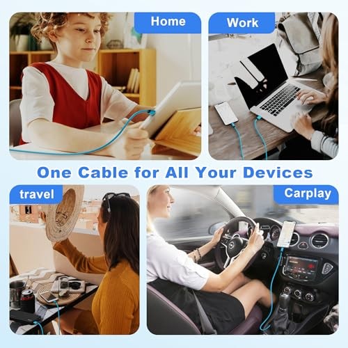 Bynccea 5 Pack USB C Cable 10ft Type C Red/Blue/Purple/Orange/Light Green*10ft gallery