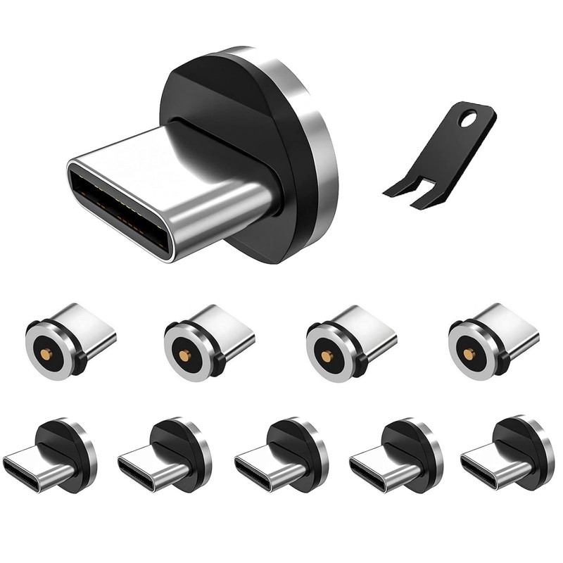 Magnetic Type C Tips with 1-Pin – 10Pcs Connector Tips Head without Charging Cor