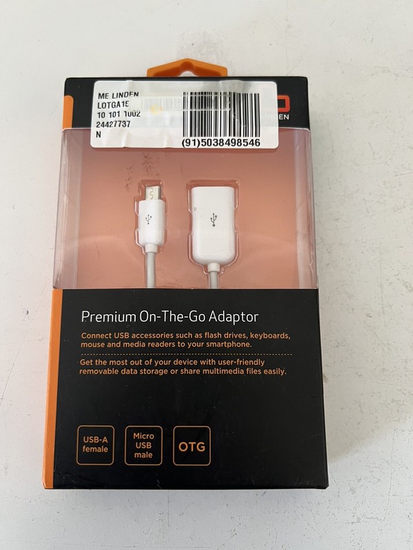 New & Sealed LINDEN Premium On The Go Adaptor Transfer Data to Smartphone White