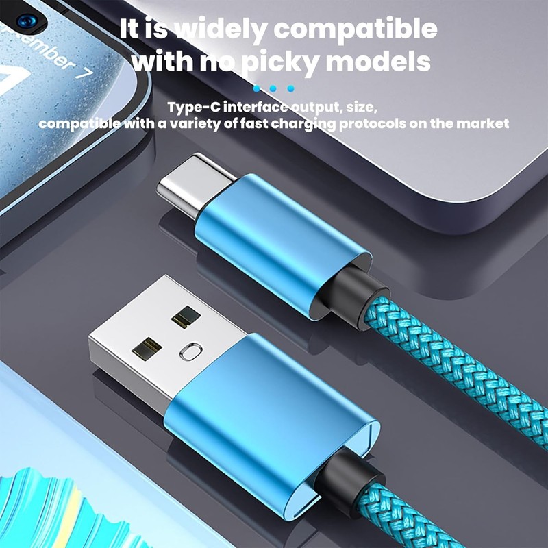 Nylon Braided Cable Cord Compatible USB A to USB C Cable for Phone Cable Charger gallery