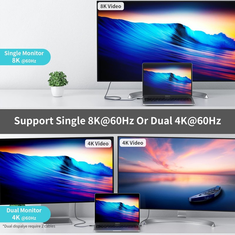 Cable Compatible With Thunderbolt 4 Cable 1ft Right Angle USB4 40Gbps PD100W gallery