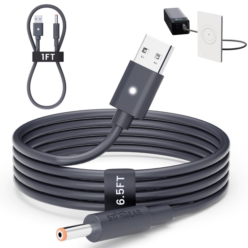 Starlink Router Mini Cable 2 Pack (1FT 6.5FT) USB A to DC Power Cable with Mi…
