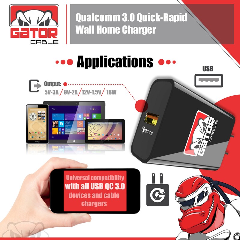 USB 3.0 Wall Home Charger Adapter Power Plug QC Qualcomm Fast Quick Charge 18W gallery