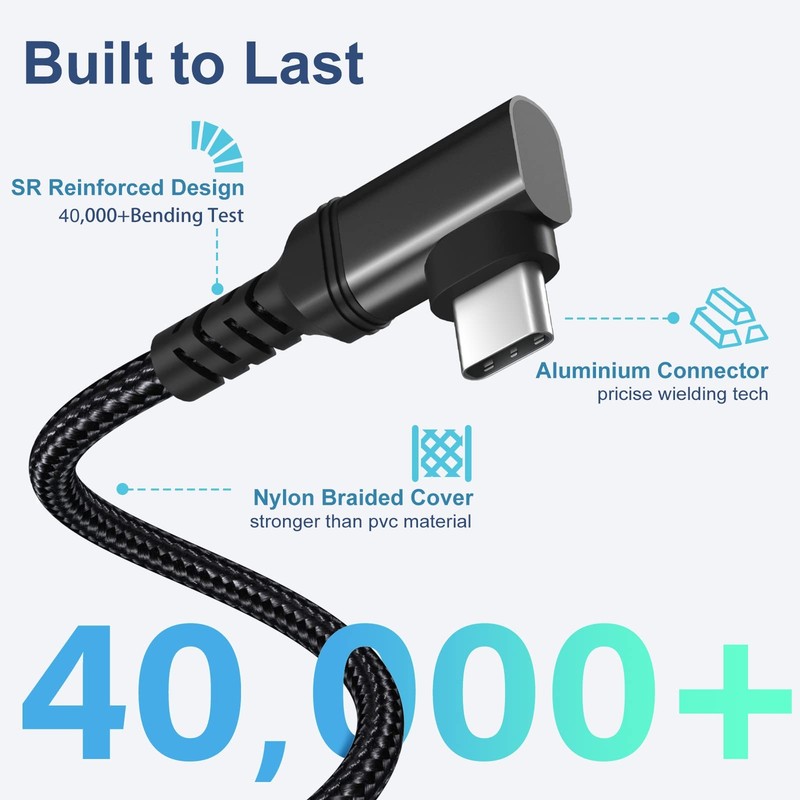 USB C to USB C Cable [3ft,100W,20Gbps] Right Angle USB C 3.2 Gen2X2 PD Fast C... gallery