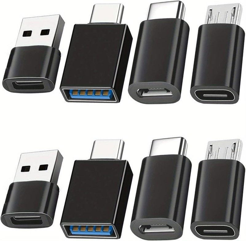 8pcs USB to USB C Adapter, Micro USB to USB C Female Male Converter Connector