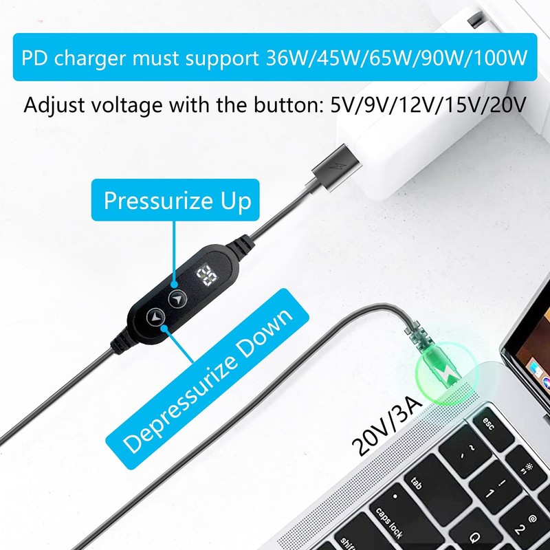 PD USB to DC Power Cord 3FT, USB to DC 5.5mm x 2.5mm Adapter Cable 5V/9V/12V/... gallery
