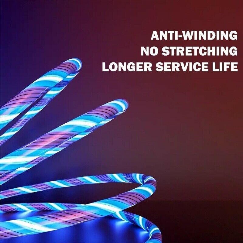 5PCS 3 in 1 LED Fast Charging Cable Adapter For iPhone Micro USB Type C Charger gallery