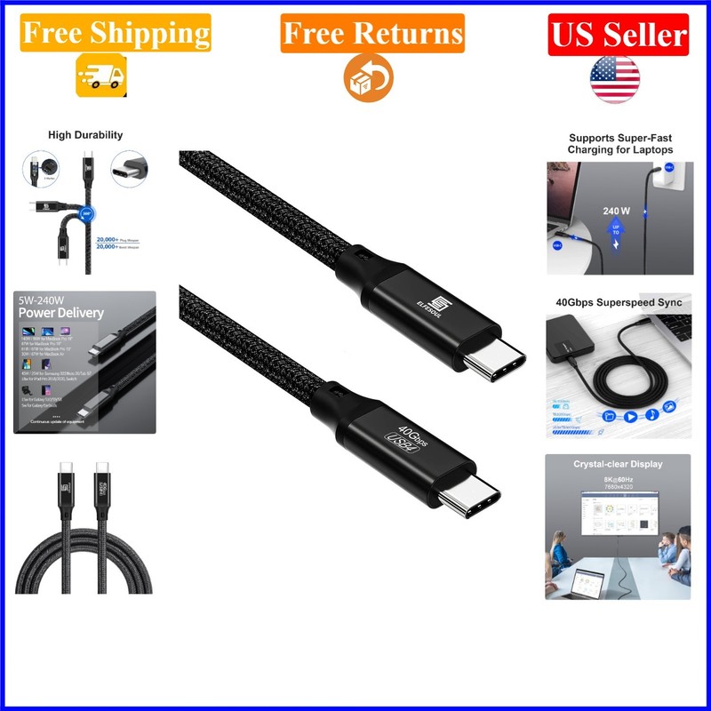 6.6ft USB C to C Cable 8K/6K/5K 40Gbps 240W Fast Charging Compatible with Mac…