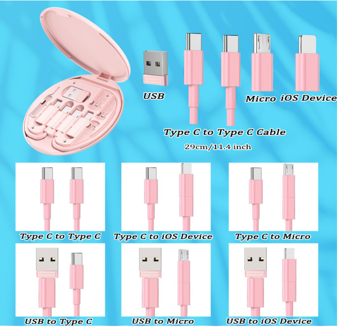 Multi USB Charging Adapter Cable Kit, USB C to iOS Device Adapter Box, Conversio gallery