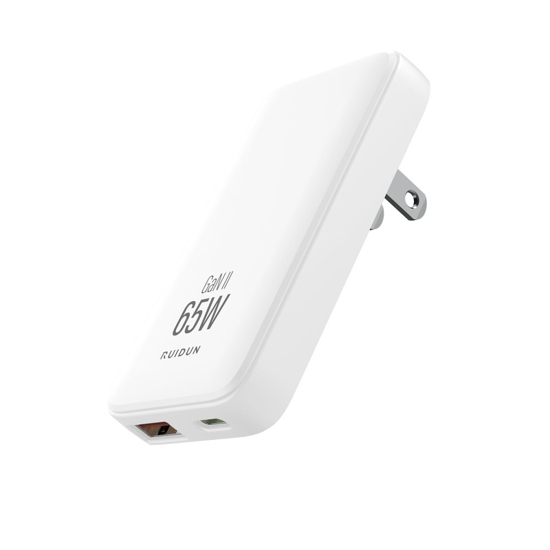 65W GaN USB Charger,2 Port Flat USB Wall Charger,flodable Plug for Travel, wi…