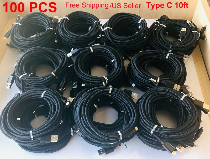 Wholesale 100xLot Type C USB Data Charger Cable for Samsung Galaxy S9 Plus A50