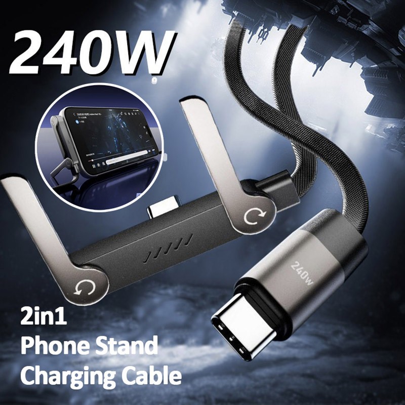 240W Fast Charging USB-C to Type-C Cable Braided Phone Stand Charger Data Lead gallery