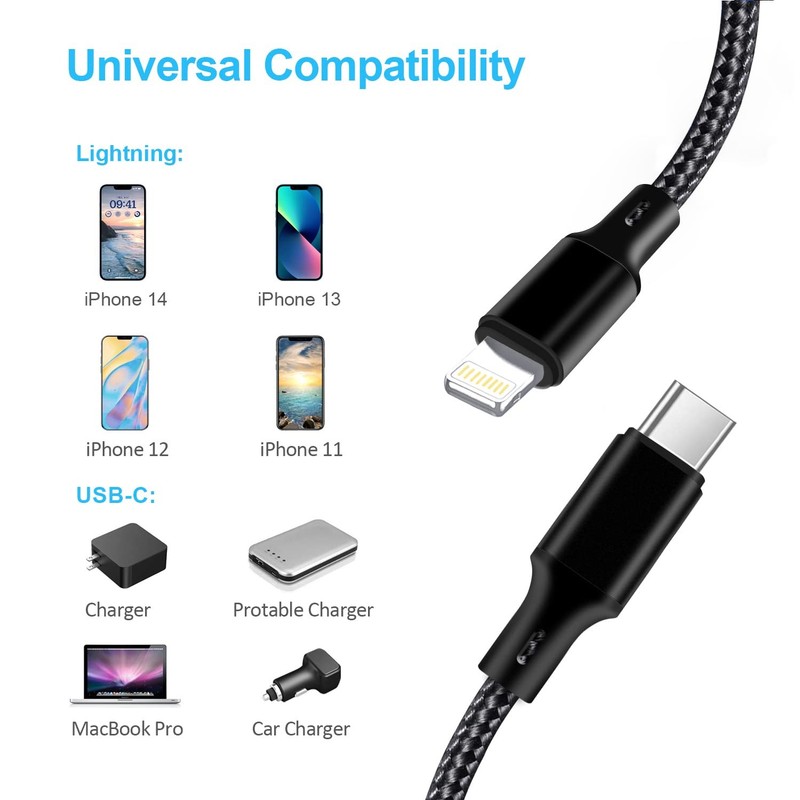 USB to Lightning Cable 5 Pack 3/3/6/6/10FT iPhone Charger Apple MFi Certified... gallery