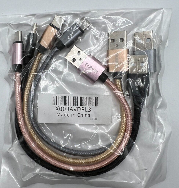 Sumpk Short Micro USB Cable 4 Pack 8″ Multi Colors