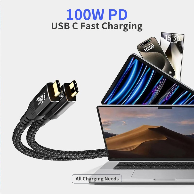 2FT USB C Thunderbolt 4/3 Cable 20Gbps 100W Fast Charging 4K Video Cord gallery
