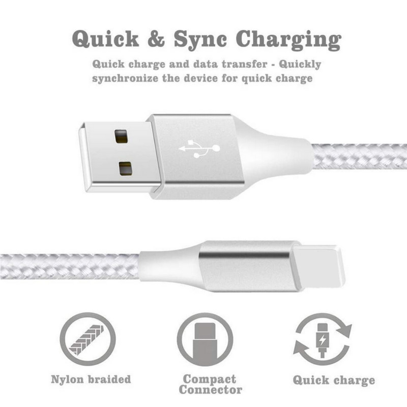 3Pack USB Fast Charging Cable Lot 10Ft For iPhone 13 12 11 7 6 XR X Charger Cord gallery